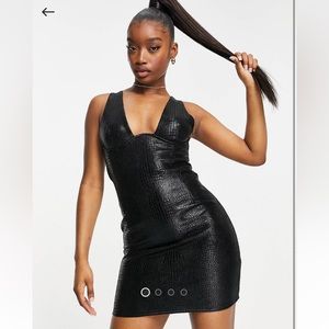 Leather plunge dress saint genies asos